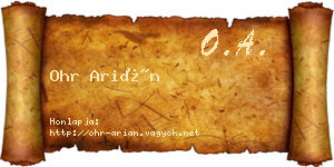 Ohr Arián névjegykártya